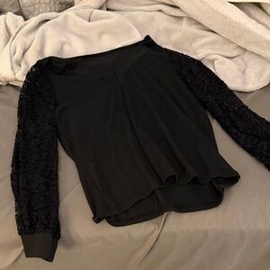 Elegant Black Lace Sleeve Top